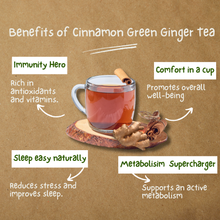 Load image into Gallery viewer, Cinnamon Ginger Green Tea | Detox & Digestion Boost | Loose Leaf | 50g | Immunity & Metabolism Support