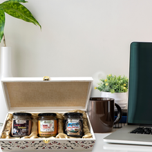 Load image into Gallery viewer, Gift Box - Smoked Tandoori Chai Masala, Spiced Turmeric Latte & Kashmiri Kahwa Tea