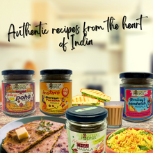 Load image into Gallery viewer, Complete Breakfast Combo- Indori Poha Masala + Bombay Sandwich Masala + Amritsari Bharwan Paratha Masala + Artisanal Chai Masala