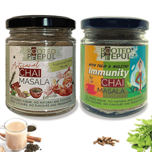 Load image into Gallery viewer, Complete Tea Masala Combo: Smoked Tandoori Chai Masala, Artisanal Chai Masala, Kashmiri Kahwa Tea & Immunity Chai Masala