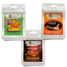 Load image into Gallery viewer, Single Use Tastemaker Combo : Kitchen Queen Masala, Dhaba Masala & Artisanal Garam Masala