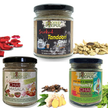 Load image into Gallery viewer, Tea Masala Combo: Smoked Tandoori Chai Masala, Artisanal Chai Masala & Immunity Chai Masala
