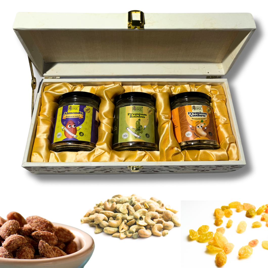 Dry Fruits Gift Box for Diwali - Roasted Almonds, Roasted Cashews, Raisins