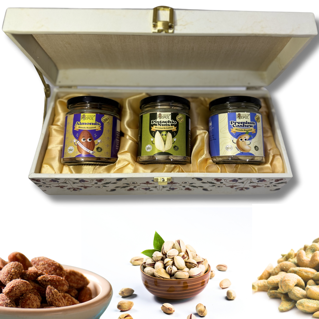 Dry fruits Gift Box for Diwali - Masala Almonds, Masala Cashews, Pistachios