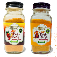 Load image into Gallery viewer, Rooted Peepul Peri Peri combo: Hot Peri Peri Seasoning (70g), Zesy Peri Peri Seasoning (70g)
