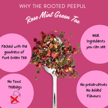 Load image into Gallery viewer, Rose Mint Green Tea | Cooling Herbal Blend | Stress Relief &amp; Digestion Support | Refreshing Detox Green Tea| 50g
