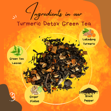 Load image into Gallery viewer, Turmeric Detox Green Tea | Lakadong Turmeric + Ginger + Black Pepper | Immunity &amp; Anti-Inflammatory | Loose Leaf
