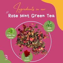 Load image into Gallery viewer, Rose Mint Green Tea | Cooling Herbal Blend | Stress Relief &amp; Digestion Support | Refreshing Detox Green Tea| 50g
