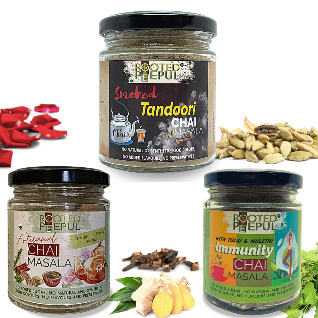 Tea Masala Combo: Smoked Tandoori Chai Masala, Artisanal Chai Masala & Immunity Chai Masala