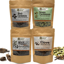 Load image into Gallery viewer, Spice Combo: Green Cardamom + Black Cardamom + Cloves + Black Pepper
